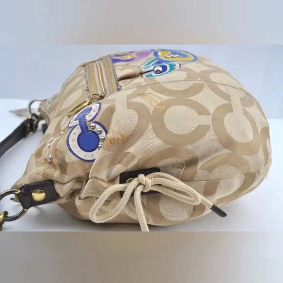 Rare 🦄 Coach Signature Jazzy Glitter Poppy Multi Canvas Handbag Purse - Picture 2 of 15